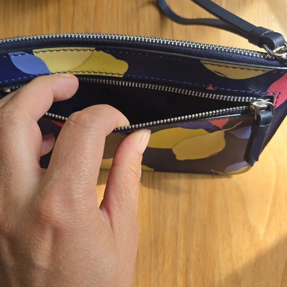 Kate Spade Blue Lemon Print Wristlet